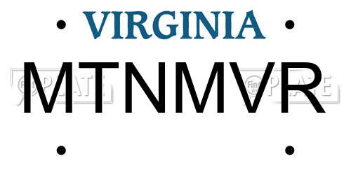MTNMVR Virginia License Plate