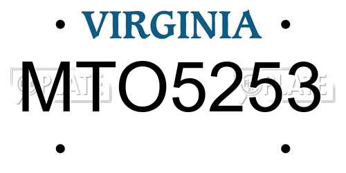 MTO5253 Virginia License Plate