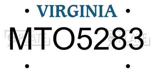 MTO5283 Virginia License Plate