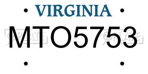 MTO5753 Virginia License Plate