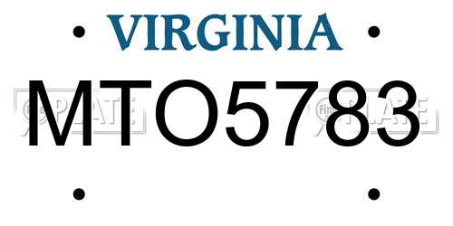 MTO5783 Virginia License Plate