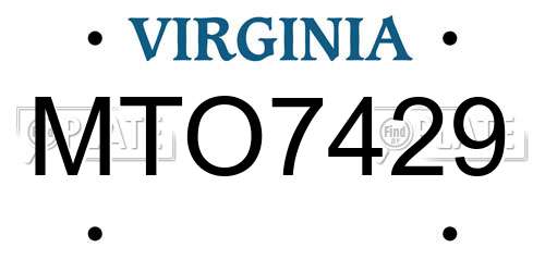MTO7429 Virginia License Plate
