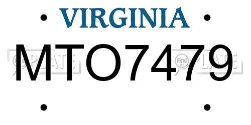 MTO7479 Virginia License Plate