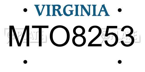 MTO8253 Virginia License Plate