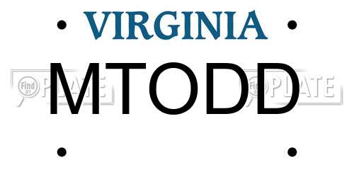 MTODD Virginia License Plate