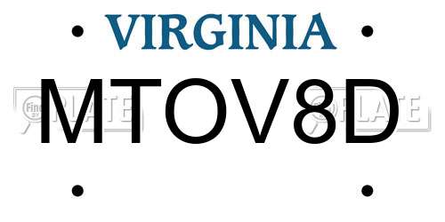 MTOV8D Virginia License Plate