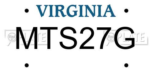 MTS27G Virginia License Plate