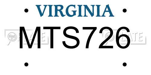 MTS726 Virginia License Plate