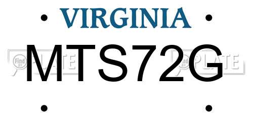 MTS72G Virginia License Plate