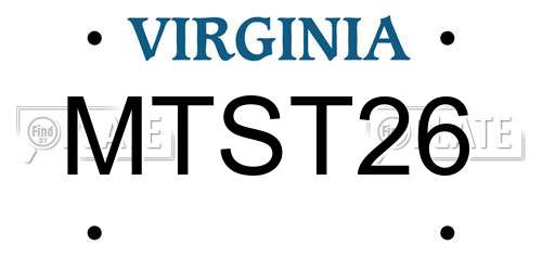 MTST26 Virginia License Plate