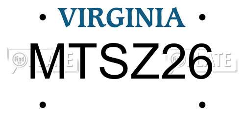 MTSZ26 Virginia License Plate
