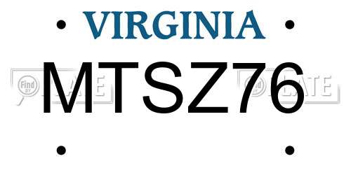 MTSZ76 Virginia License Plate