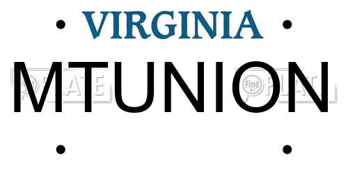 MTUNION Virginia License Plate