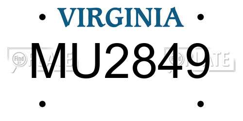 MU2849 Virginia License Plate