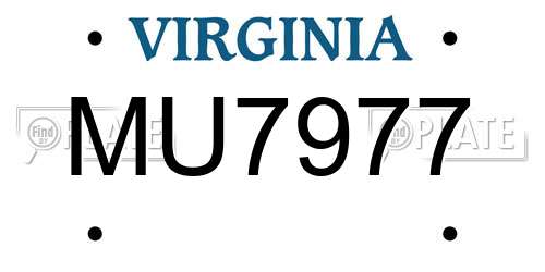 MU7977 Virginia License Plate
