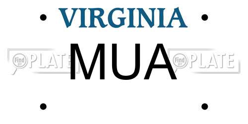 MUA Virginia License Plate