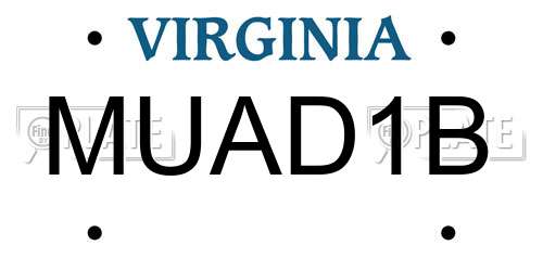MUAD1B Virginia License Plate