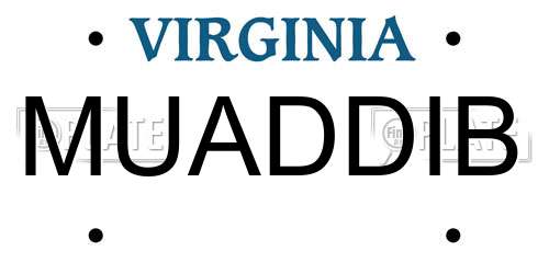 MUADDIB Virginia License Plate
