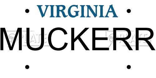 MUCKERR Virginia License Plate