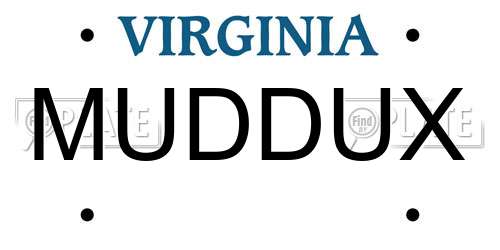 MUDDUX Virginia License Plate