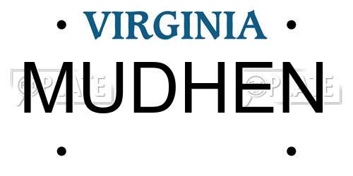 MUDHEN Virginia License Plate