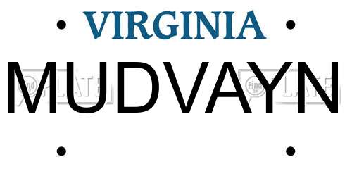 MUDVAYN Virginia License Plate