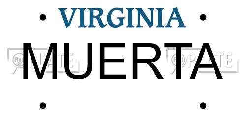 MUERTA Virginia License Plate