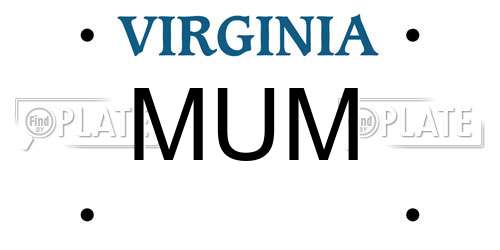 MUM Virginia License Plate