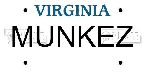 MUNKEZ Virginia License Plate