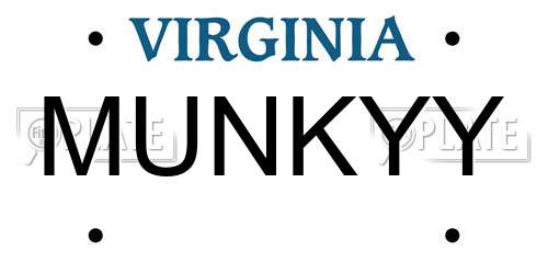 MUNKYY Virginia License Plate