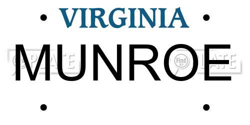 MUNROE Virginia License Plate