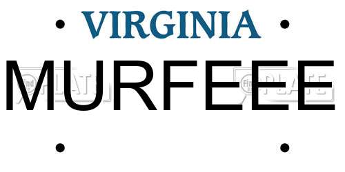 MURFEEE Virginia License Plate