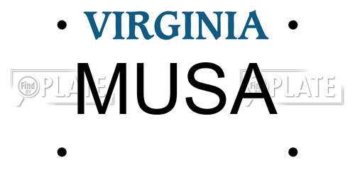 MUSA Virginia License Plate