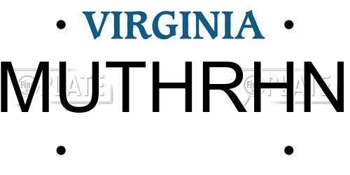 MUTHRHN Virginia License Plate