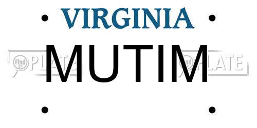 MUTIM Virginia License Plate