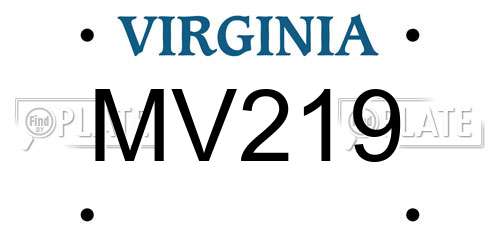 MV219 Virginia License Plate