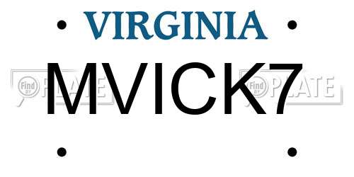 MVICK7 Virginia License Plate