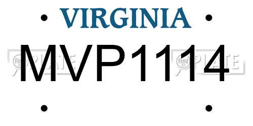MVP1114 Virginia License Plate