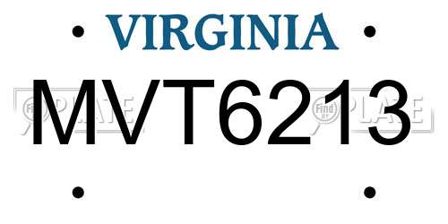 MVT6213 Virginia License Plate
