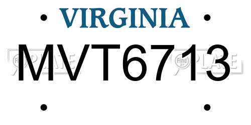 MVT6713 Virginia License Plate