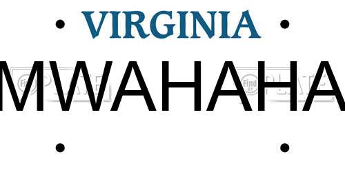 MWAHAHA Virginia License Plate
