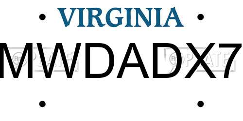 MWDADX7 Virginia License Plate