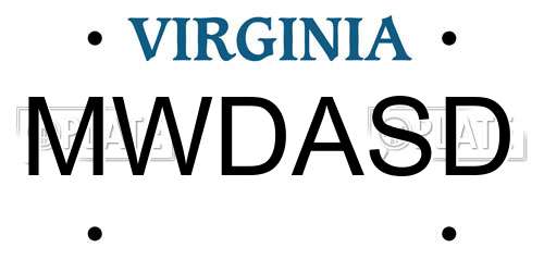 MWDASD Virginia License Plate