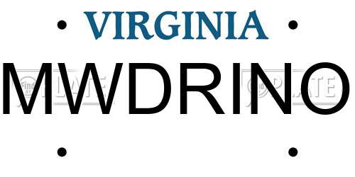 MWDRINO Virginia License Plate