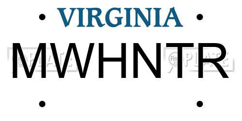 MWHNTR Virginia License Plate