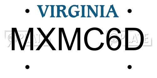 MXMC6D Virginia License Plate