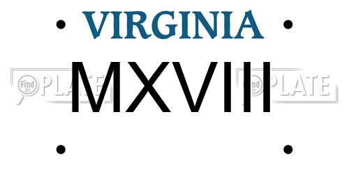 MXVIII Virginia License Plate