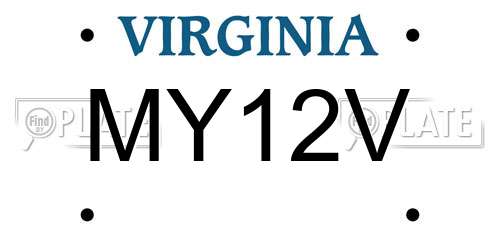 MY12V Virginia License Plate