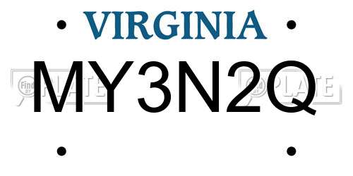 MY3N2Q Virginia License Plate