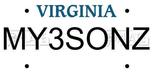 MY3SONZ Virginia License Plate